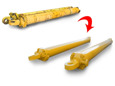 yellow rebuilt hydraulic cylinder