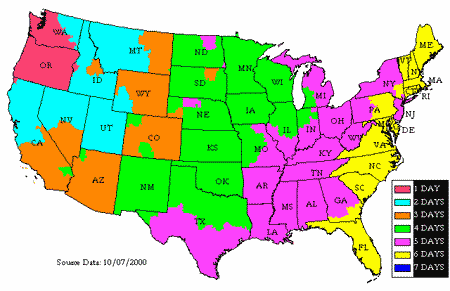 UPS Ground Transit Time Map